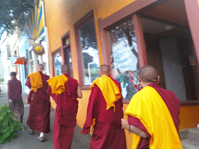 Tibetan monks bless Point arena businesses